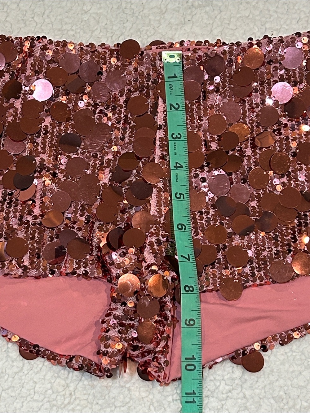 Edikted Sephira Sequin Micro Shorts Medium Light Pink Festival Glam Disco - Picture 12 of 13